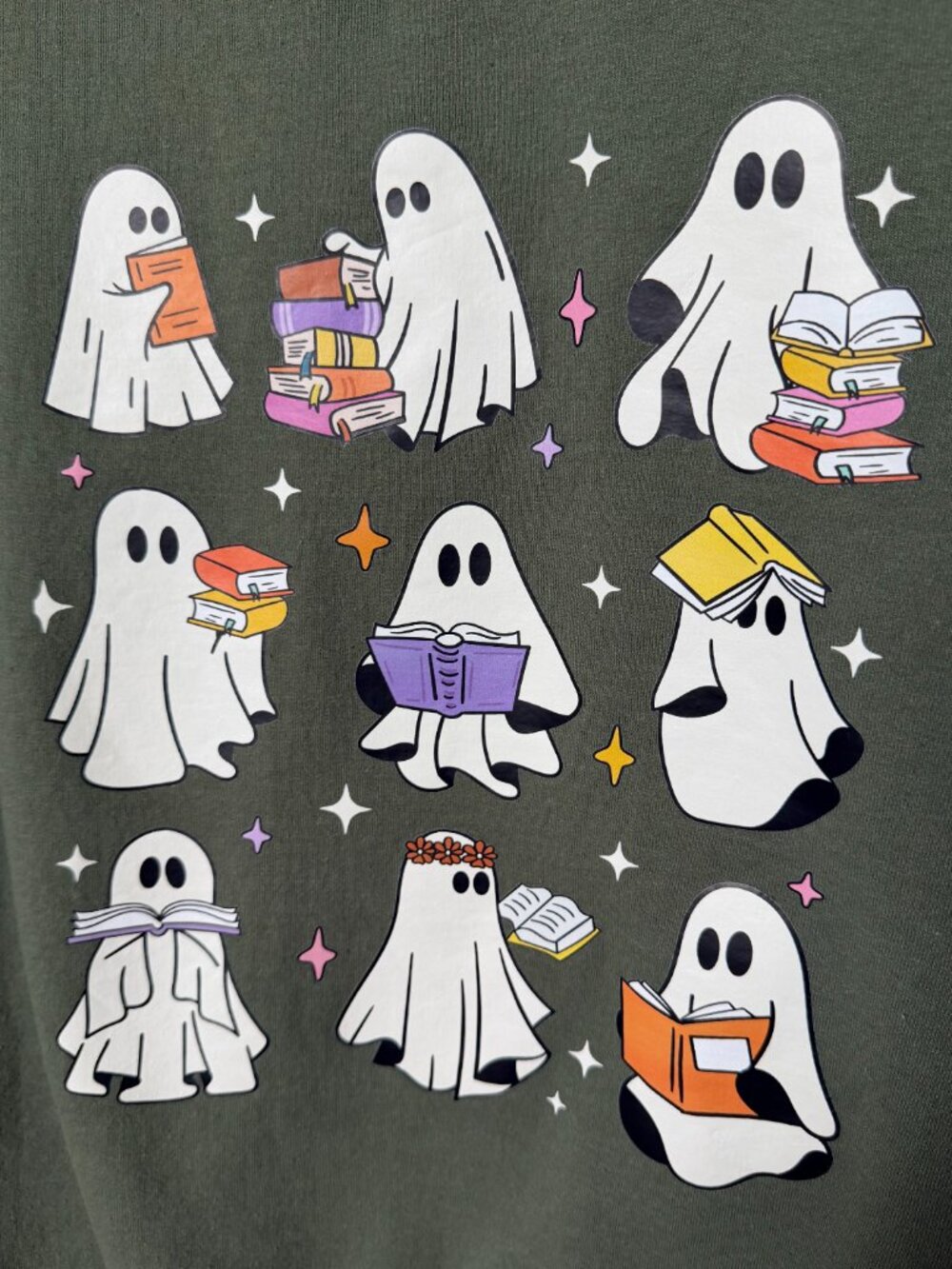 Reading Ghosts Sweatshirt | Olive Green | Size Large - Picture 2 of 4